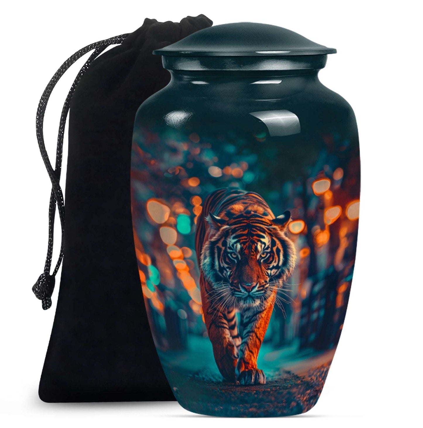 Tiger Theme Large Urn 10 Inch