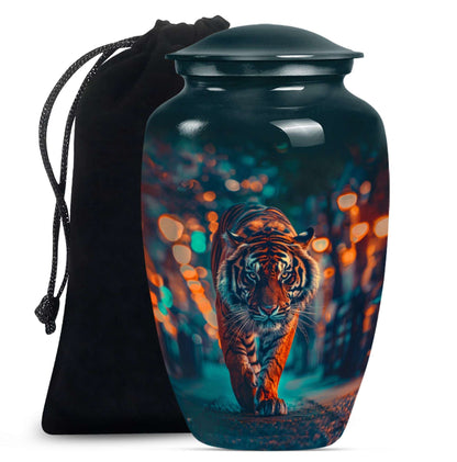 Tiger Theme Large Urn 10 Inch