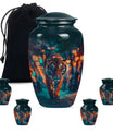 Tiger Theme Large Urn With 4 Keepsake Urn
