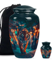 Tiger Theme Large Urn With 1 Keepsake Urn