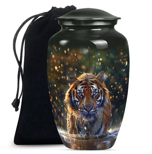 Tiger Theme Large Urn 10 Inch
