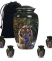 Tiger Theme Large Urn With 4 Keepsake Urn