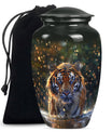 10-inch classic aluminium tiger urn with flower theme.