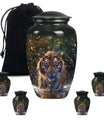 10-inch classic aluminium tiger urn with flower theme.