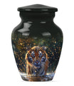 10-inch classic aluminium tiger urn with flower theme.