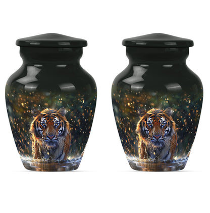 10-inch classic aluminium tiger urn with flower theme.