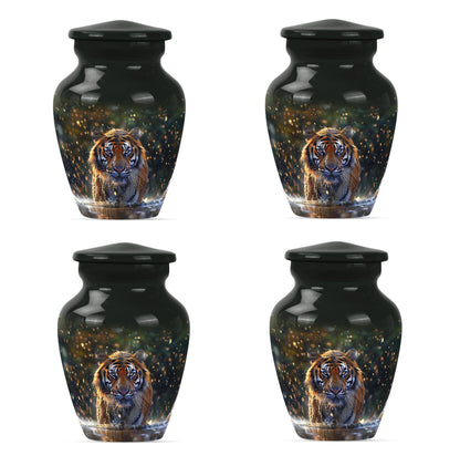 10-inch classic aluminium tiger urn with flower theme.