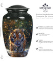 10-inch classic aluminium tiger urn with flower theme.