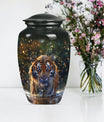 10-inch classic aluminium tiger urn with flower theme.