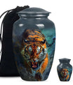 Tiger Theme Large Urn With 1 Keepsake Urn