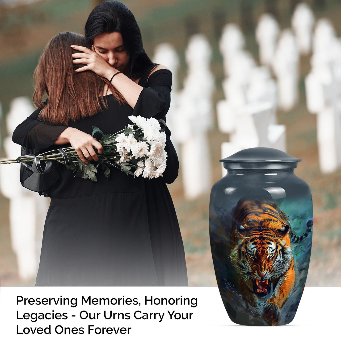 Classic urn with flower theme for tiger urn.