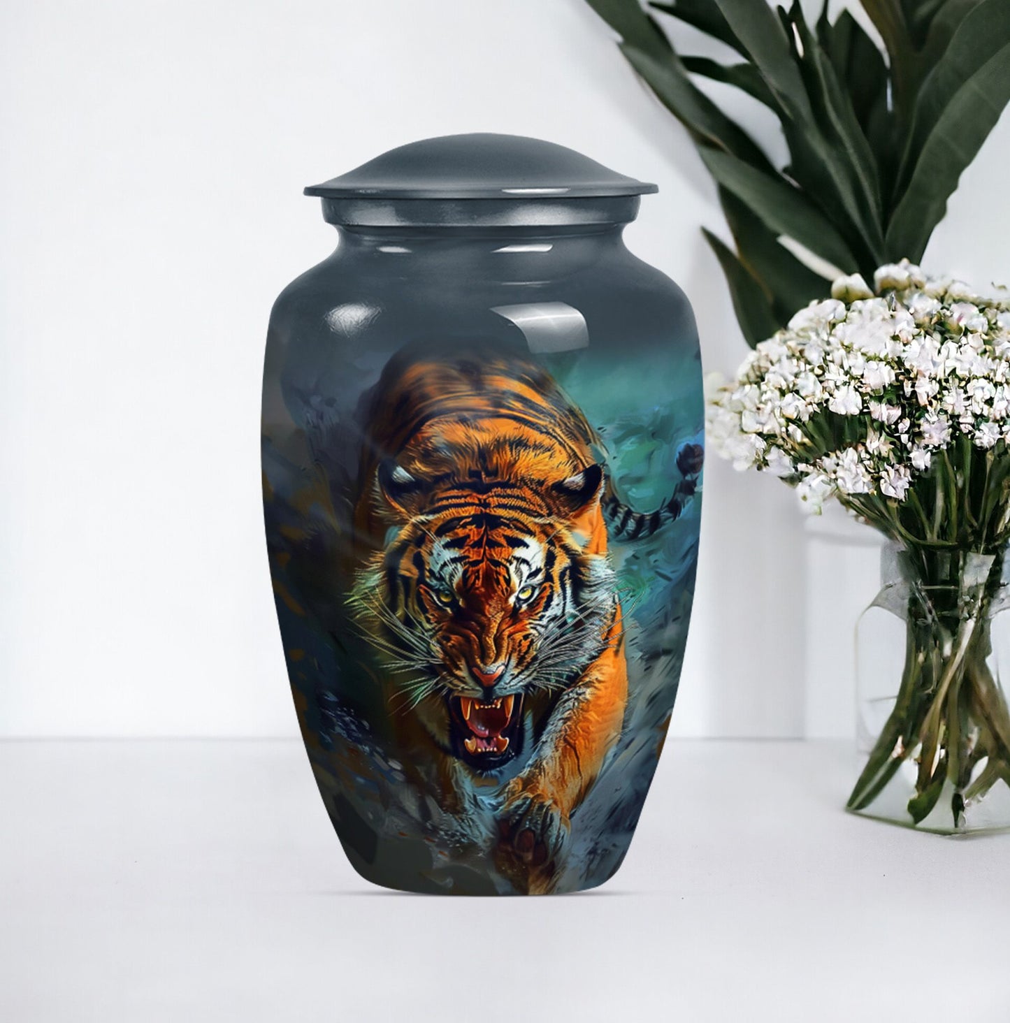 Classic urn with flower theme for tiger urn.