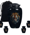 Tiger Theme Large Urn With 4 Keepsake Urn