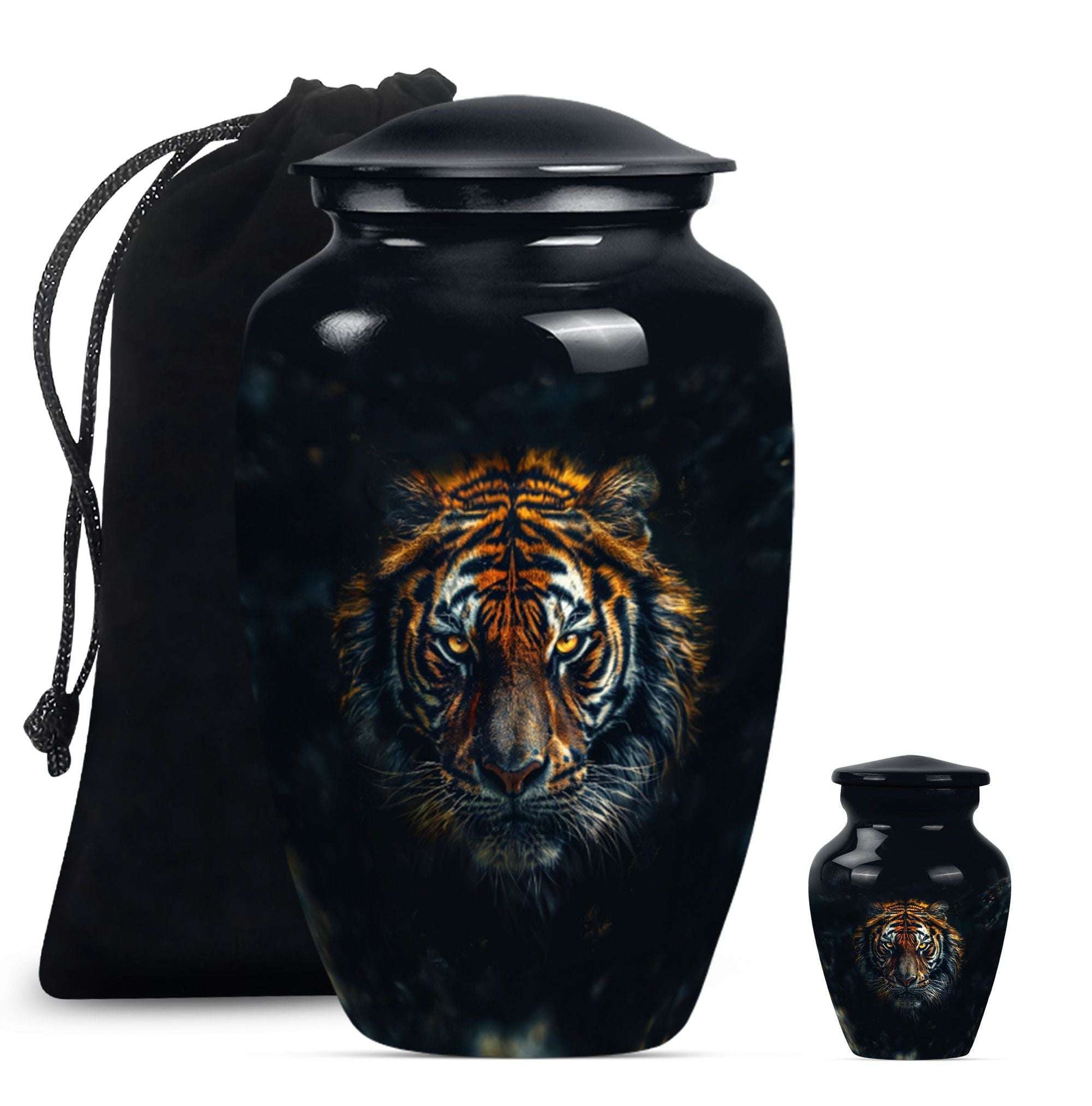 Tiger Theme Large Urn With 1 Keepsake Urn