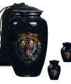 Tiger Theme Large Urn With 2 Keepsake Urn