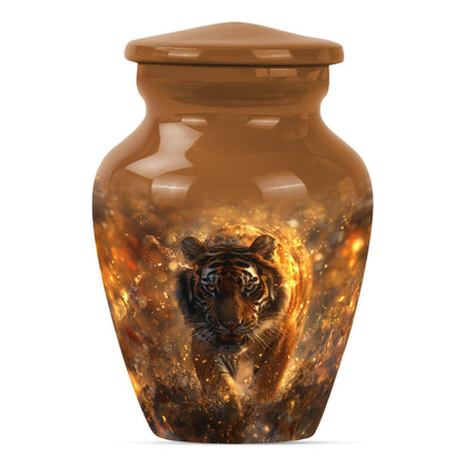 tiger urn with flower theme, personalized memorial urn 