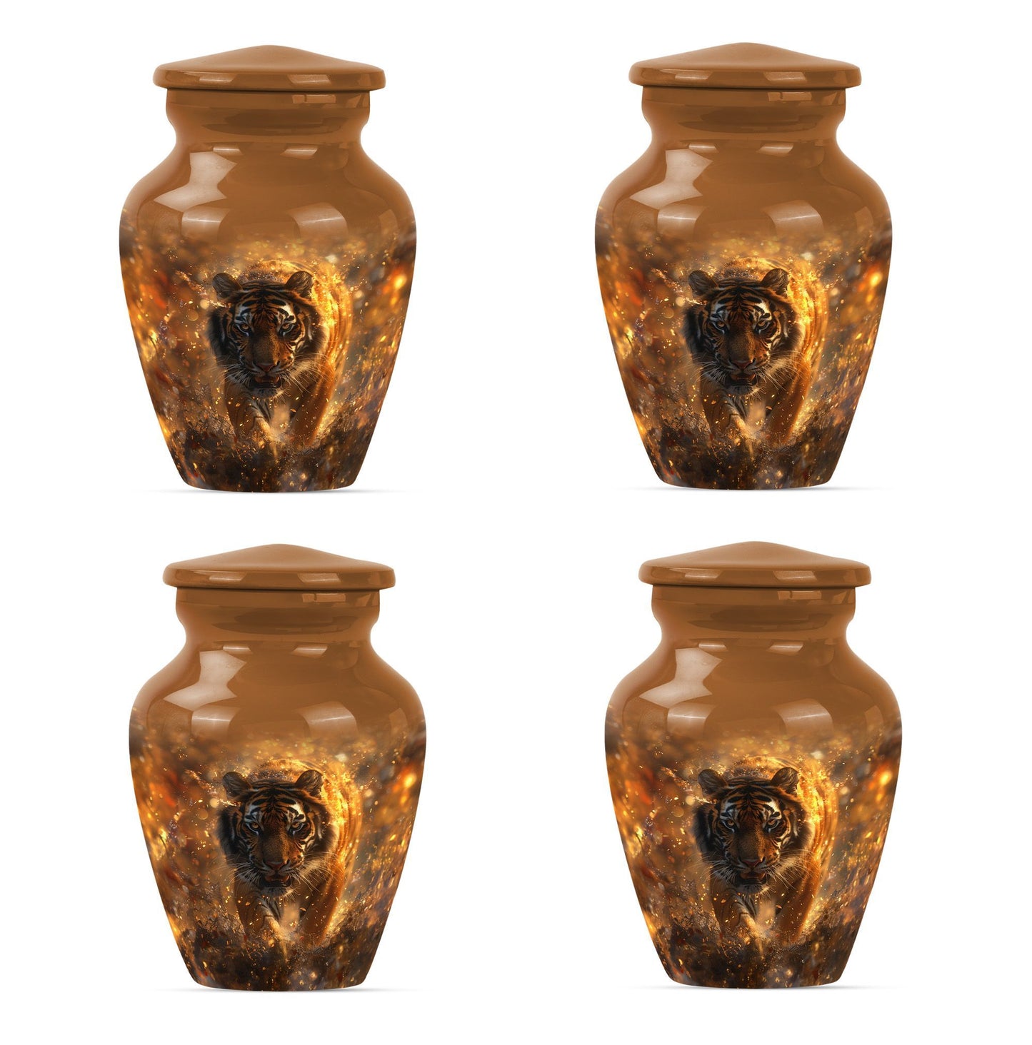 tiger urn with flower theme, personalized memorial urn 