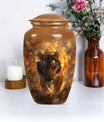 tiger urn with flower theme, personalized memorial urn 