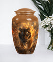 tiger urn with flower theme, personalized memorial urn 