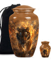 tiger urn with flower theme, personalized memorial urn 