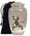 10-inch tiger urn themed with flowers