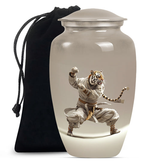 10-inch tiger urn themed with flowers