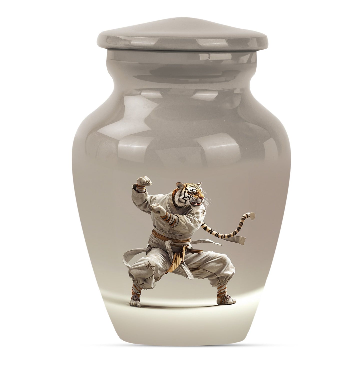 10-inch tiger urn themed with flowers