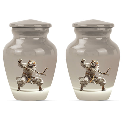 10-inch tiger urn themed with flowers