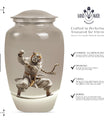 10-inch tiger urn themed with flowers