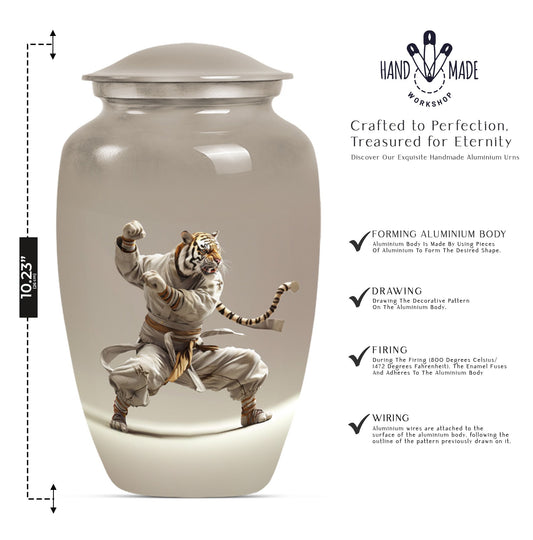 10-inch tiger urn themed with flowers