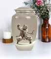 10-inch tiger urn themed with flowers