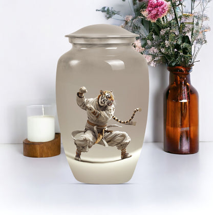 10-inch tiger urn themed with flowers