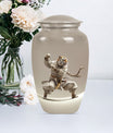 10-inch tiger urn themed with flowers