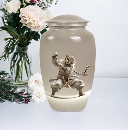 10-inch tiger urn themed with flowers