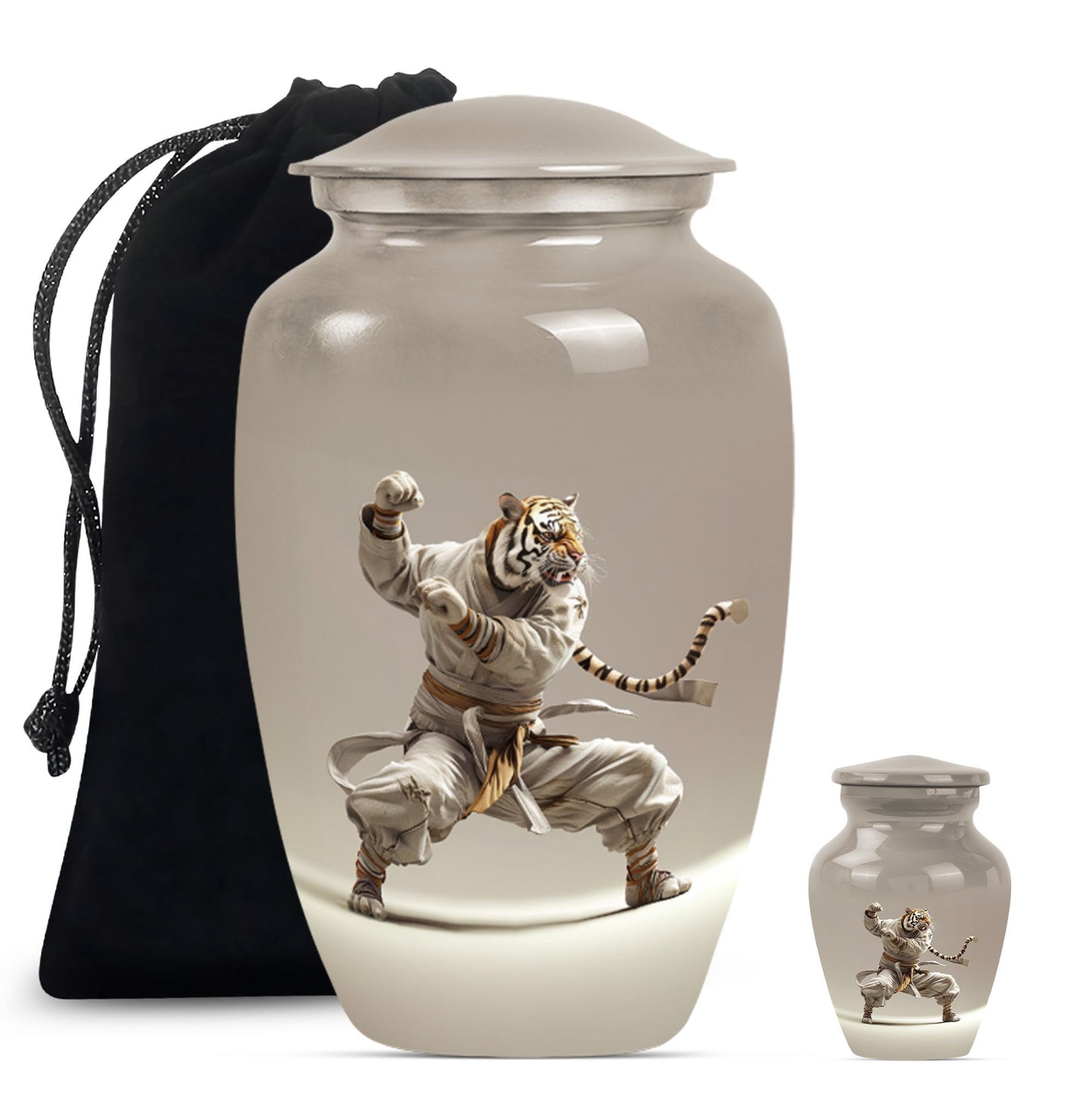 10-inch tiger urn themed with flowers