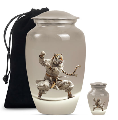 10-inch tiger urn themed with flowers