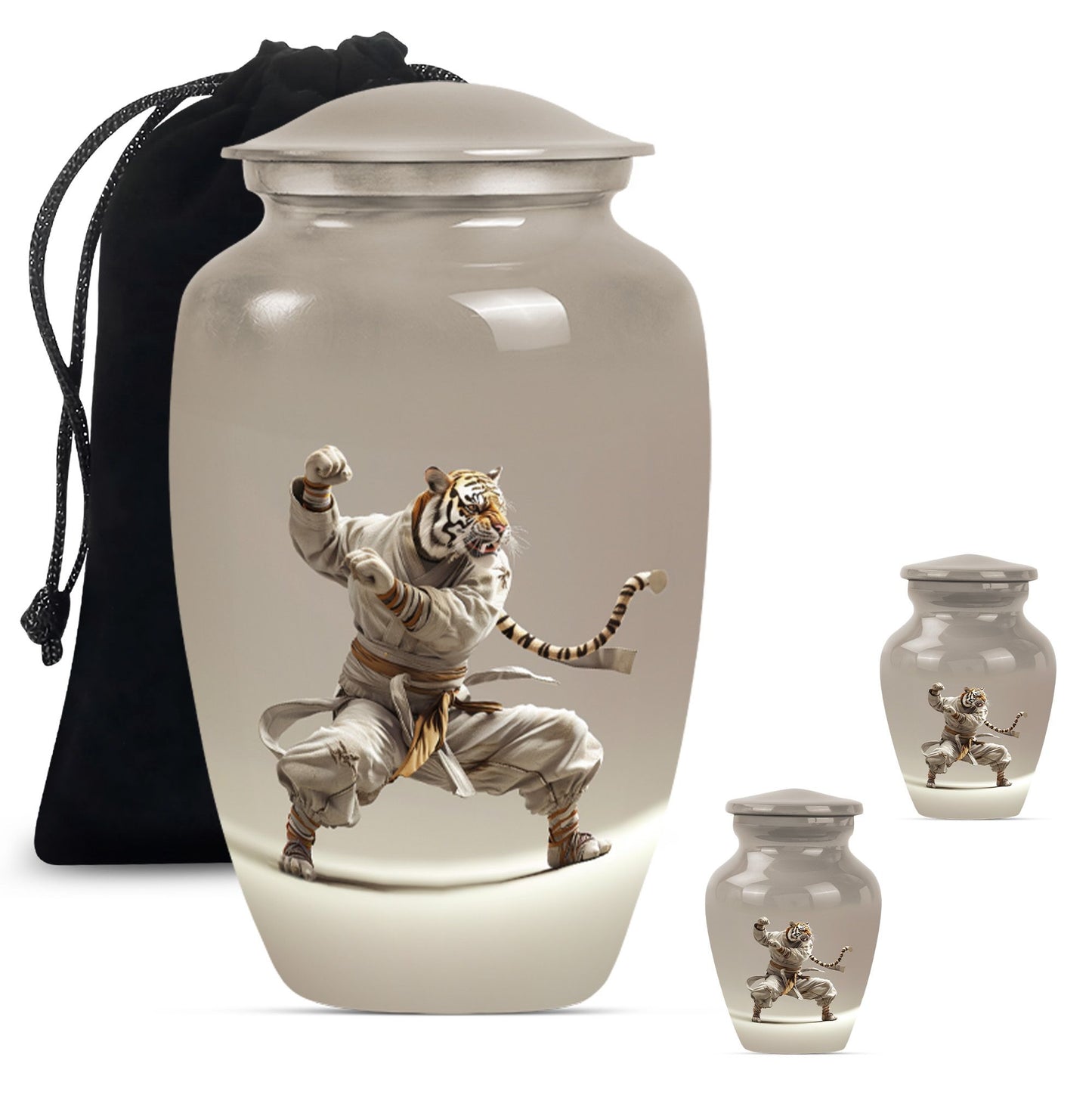 10-inch tiger urn themed with flowers