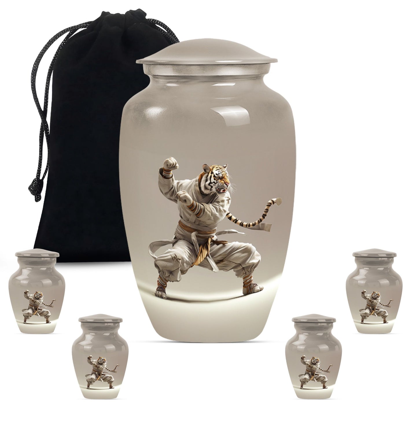 10-inch tiger urn themed with flowers