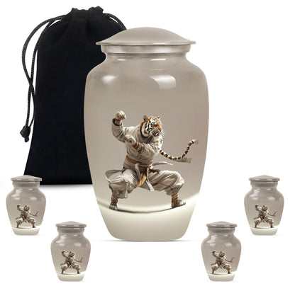 10-inch tiger urn themed with flowers
