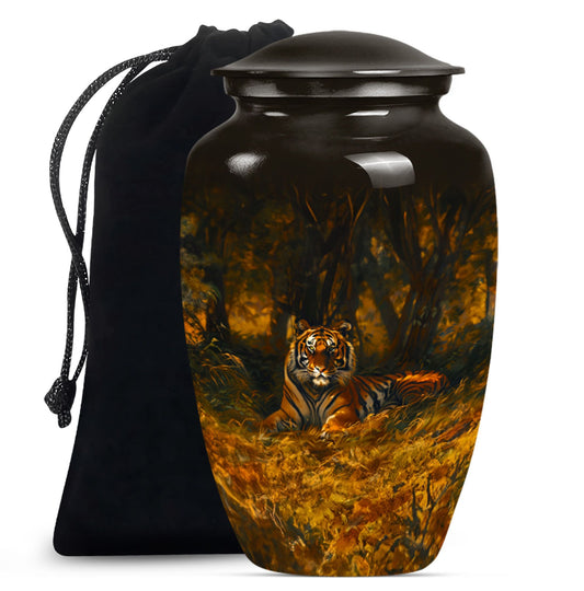 A 10-inch classic tiger urn with a flower theme.
