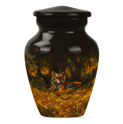 A 10-inch classic tiger urn with a flower theme.