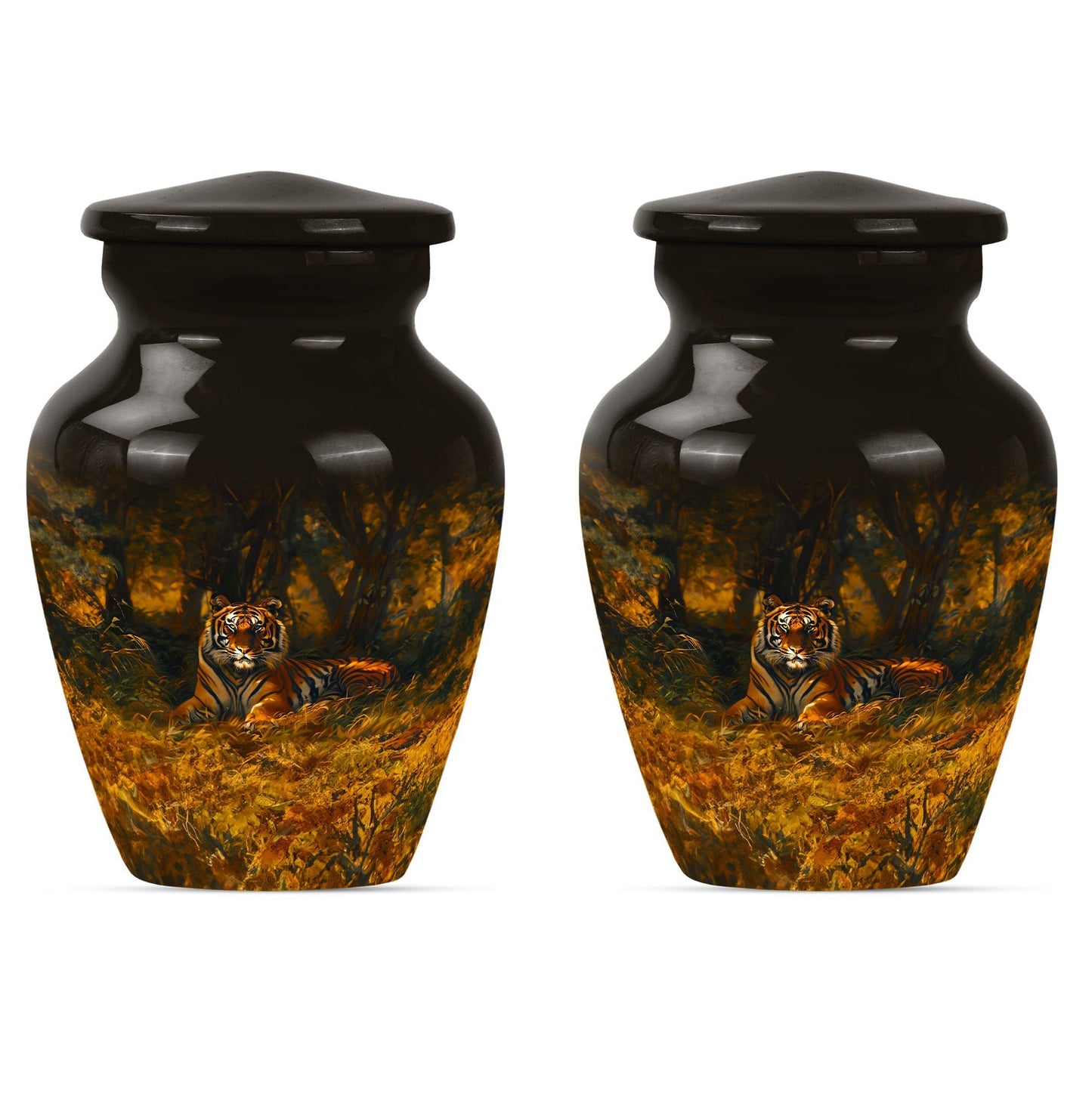 A 10-inch classic tiger urn with a flower theme.