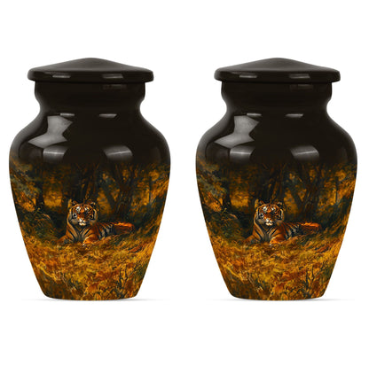 A 10-inch classic tiger urn with a flower theme.