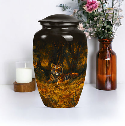 A 10-inch classic tiger urn with a flower theme.