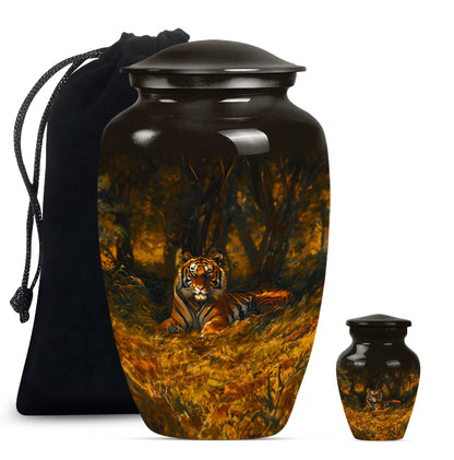 A 10-inch classic tiger urn with a flower theme.