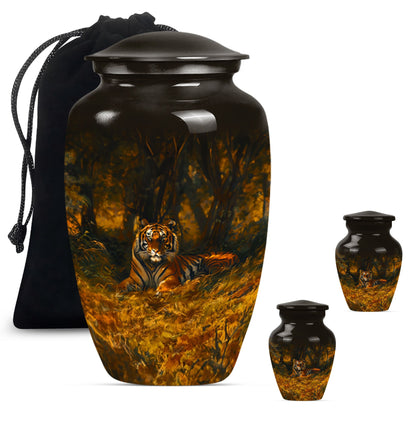 A 10-inch classic tiger urn with a flower theme.