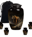 10-inch classic tiger urn with floral design.