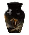 10-inch classic tiger urn with floral design.