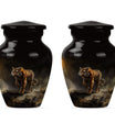 10-inch classic tiger urn with floral design.