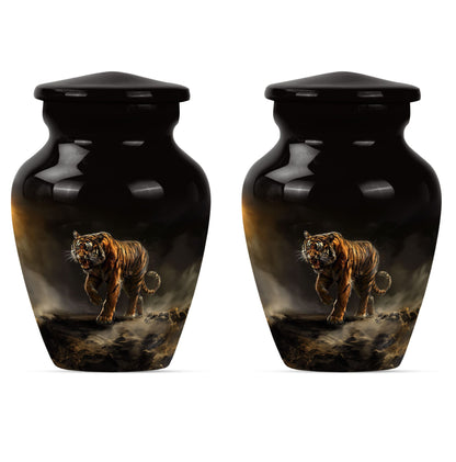 10-inch classic tiger urn with floral design.